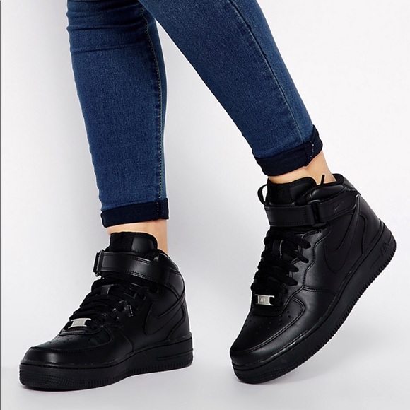 Nike Shoes - Nike Air Force 1’07 MID Black Black W AUTHENTIC